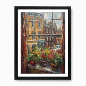Window View Of London In The Style Of Impressionism 1 Art Print