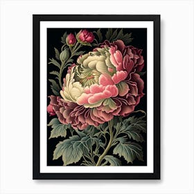 Peony Floral Botanical Vintage Poster Flower Art Print