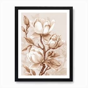 Beige Flowers 2 Art Print