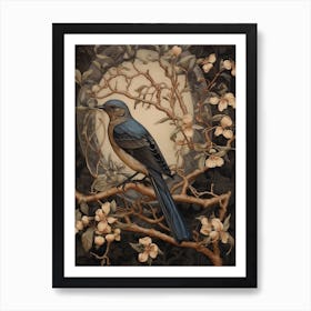 Dark And Moody Botanical Bluebird 2 Art Print
