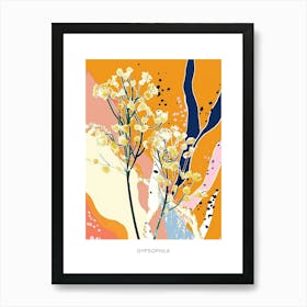 Colourful Flower Illustration Poster Gypsophila 1 Art Print