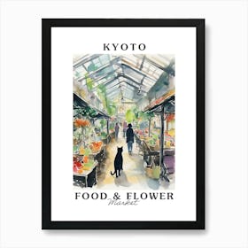 Food Market With Cats In Kyoto 2 Poster Art Print