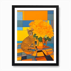 Marigold With A Cat 4 Abstract Expressionist Art Print