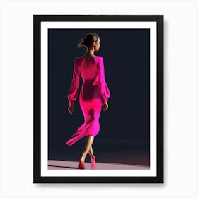 Woman In A Pink Dress Art Print