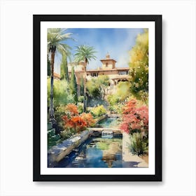 Generalife Gardens Spain Watercolour 2 Art Print