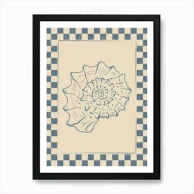 Seashell 02 with Checkered Border Art Print