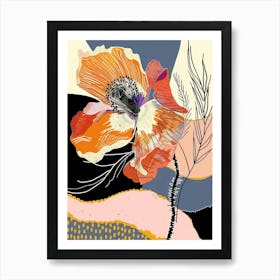 Colourful Flower Illustration Poppy 1 Art Print