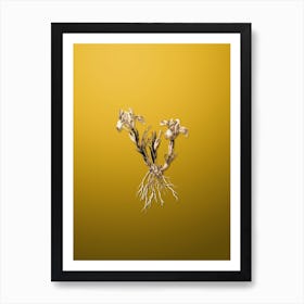 Gold Botanical Sand Iris on Mango Yellow n.1061 Art Print