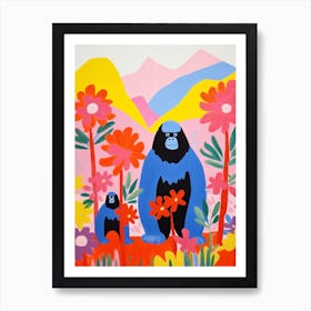 Colourful Kids Animal Art Mountain Gorilla 2 Art Print