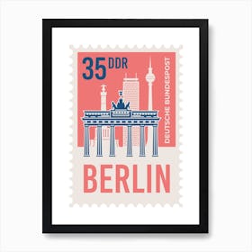 Berlin City Stamp Pink Art Print