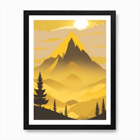 Misty Mountains Vertical Composition In Yellow Tone 26 Art Print