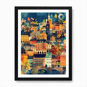 Sweden   Retro Collage Style 4 Art Print