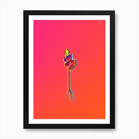 Neon Mayanthemum Botanical in Hot Pink and Electric Blue n.0456 Art Print