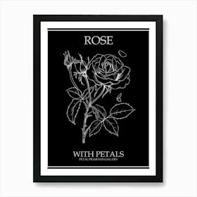 Rose With Petals Line Drawing 1 Poster Inverted Art Print