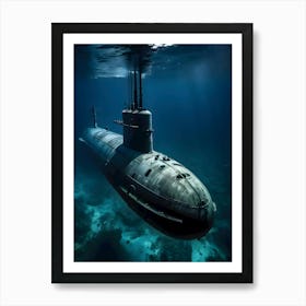 Submarine In The Ocean-Reimagined 17 Art Print