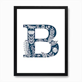 Letter B Navy Art Print