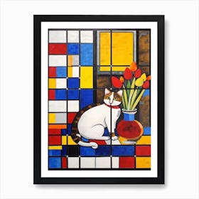 Stock With A Cat 1 De Stijl Style Mondrian Art Print