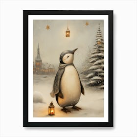 Penguin In The Snow Art Print