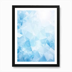 Abstract Geometric Composition Integrating Polygons Soft White And Blue Hues And Transparent Ice (2) Art Print