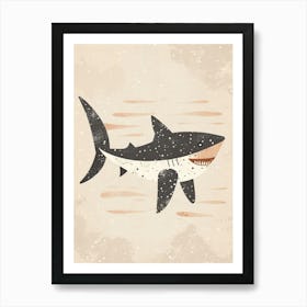 Beige Speckled Shark Minimalist Art Print