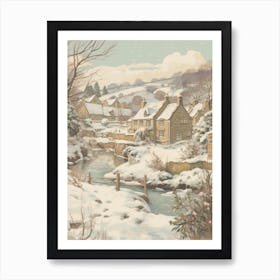 Vintage Winter Illustration Cotswolds United Kingdom 1 Art Print