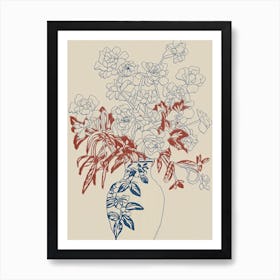 Floral Still Life Sketch Line Art 13 Art Print