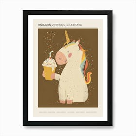 Unicorn Drinking A Rainbow Sprinkles Milkshake Muted Pastels Poster Art Print