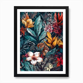 Tropical Floral Pattern flowers nature 2 Art Print
