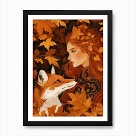 Fox And Girl 1 Art Print