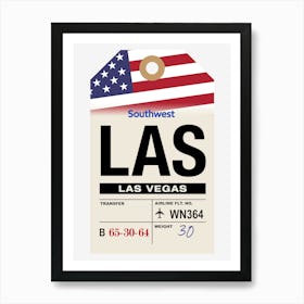 Las Vegas (LAS) Nevada, USA Vintage Airline Luggage Tag Art Print