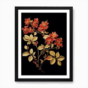 Chinese Witch Hazel 2 William Morris Style Winter Florals Art Print