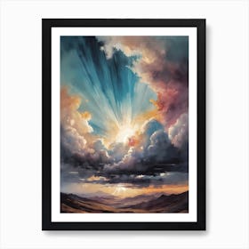 Abstract Glitch Clouds Sky (41) Art Print