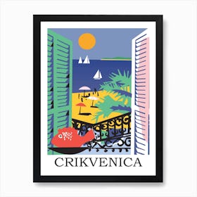 Crikvenica, Vintage Travel Poster in Pop Art Style Art Print