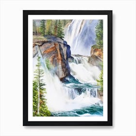 The Upper Falls Of The Yellowstone River, United States Water Colour  (2) Art Print