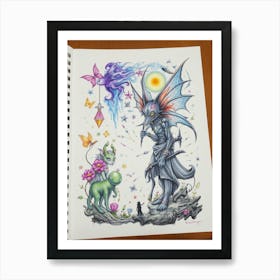 Dragons And Fairies Art Print