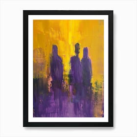 Three People In Purple And Yellow Art Print