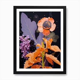 Surreal Florals Lilac 5 Flower Painting Art Print