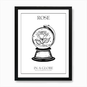 Rose In A Globe Line Drawing 3 Poster Art Print