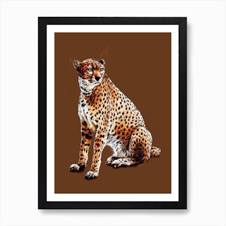 The Cheetah On Roast Peach Art Print