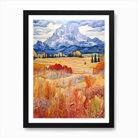 Autumn National Park Painting Grand Teton National Park Wyoming Usa 4 Art Print