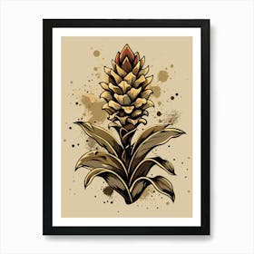 Red Ginger Flower 3 Art Print