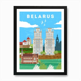 Minsk, Belarus - Retro travel minimalist poster 3 Art Print