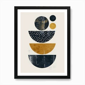 Gold And Black Circles Art Print