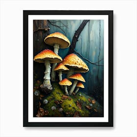 Mushrooms In The Forest 2 Art Print