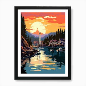 Gig Harbor Washington Retro Pop Art 15 Art Print