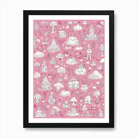 Pink Fairy Houses Art Print