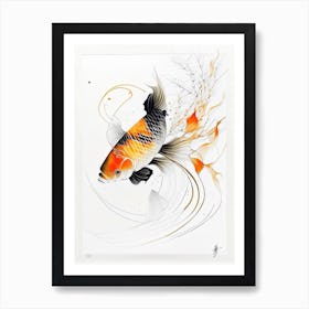 Kawarimono Hikari Koi Fish Minimal Line Drawing Art Print