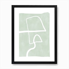 Pastel Green Abstract One Line Art Print