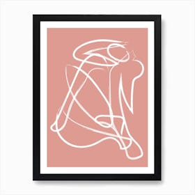 Deconstructed Lines Figure Pink Bedroom Art Print