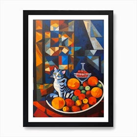 Stock With A Cat 3 Cubism Picasso Style Art Print